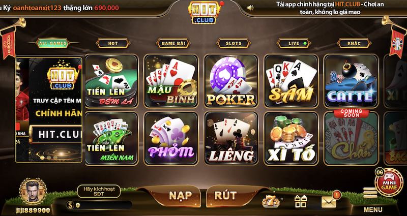Chơi game đánh bài ăn tiền thật trên điện thoại hấp dẫn 4 Một số thể loại game đánh bài ăn tiền thật trên điện thoại tại Hit club