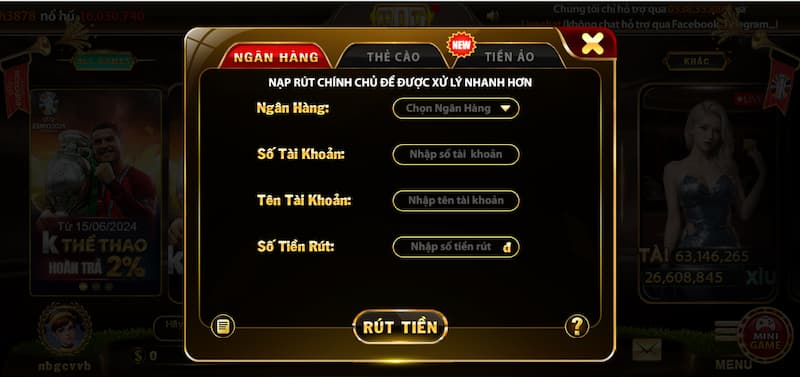 Rút tiền HitClub: 3 bước nhanh chóng và an toàn 4 Rút tiền Hit Club bằng số tài khoản ngân hàng